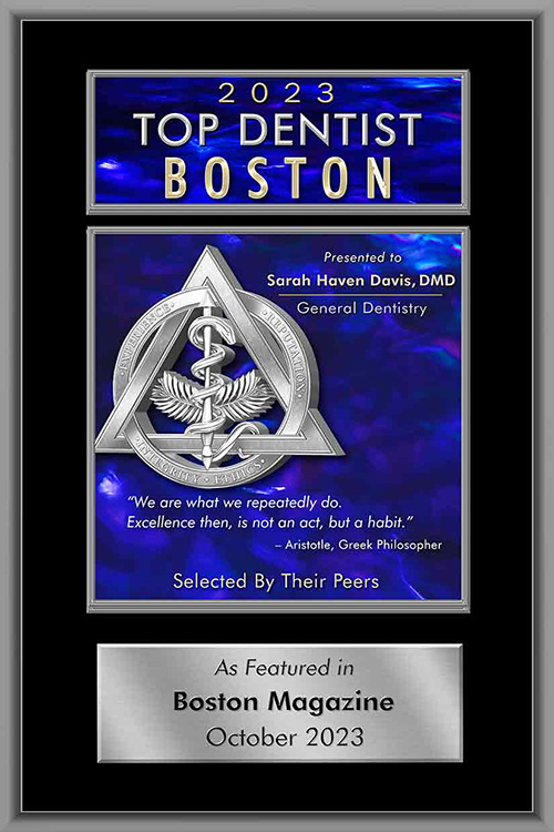 2023 Top Dentist Boston plaque